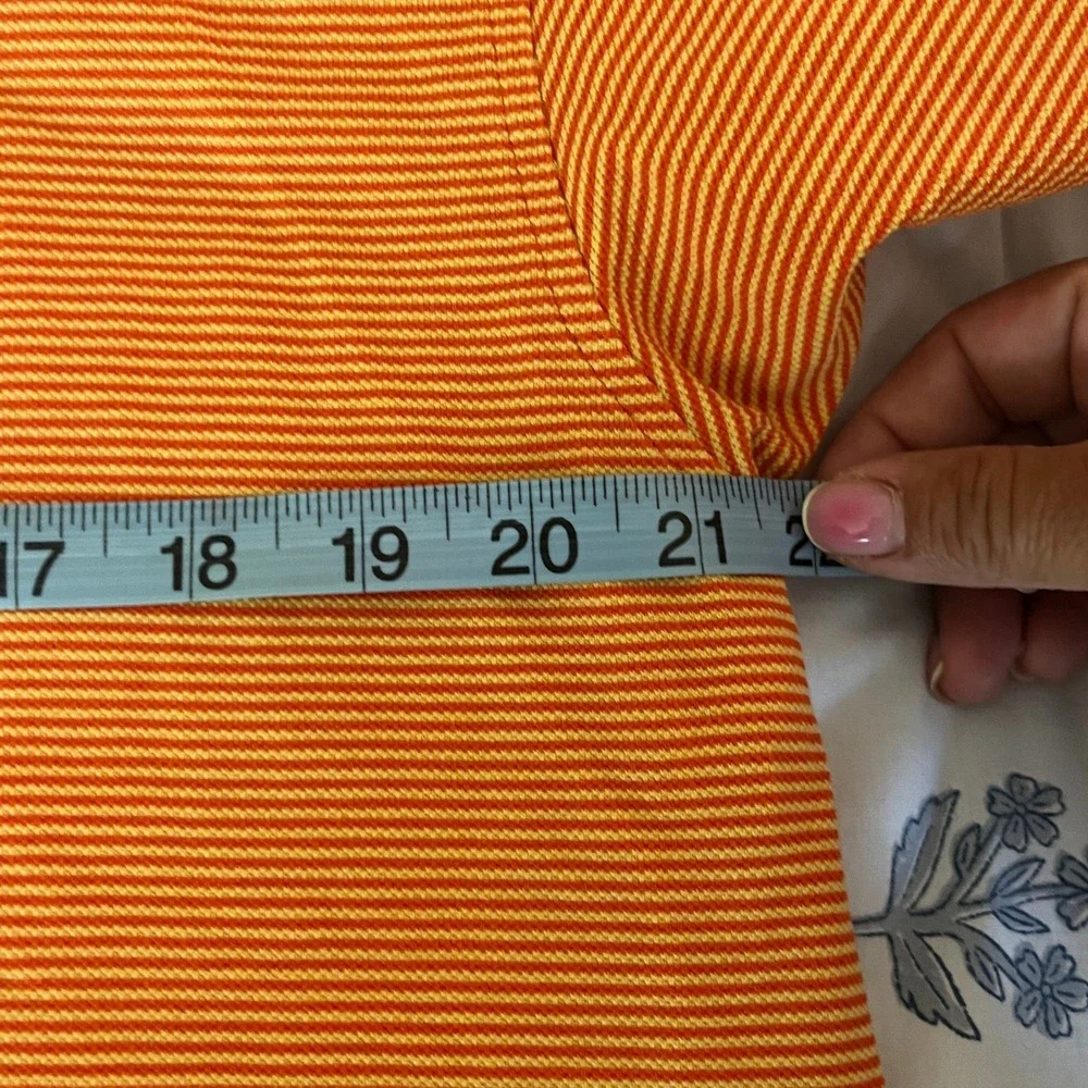 Psycho Bunny Mens Orange Striped Pima Cotton Polo Shirt Size 7/XL